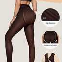 Vertvie Fleece Lined Tights Women Winter Thermal Leggings Pack | Fake Translucent Warm Sheer Pantyhose, High Waisted Thick Tights for Dresses, Opaque, Soft Plush, Tummy Control, Footed (Black)