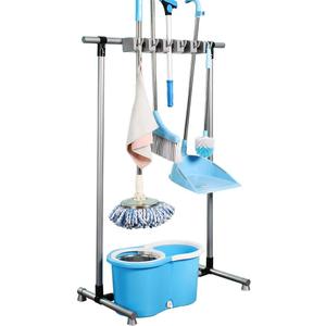 Broom Mop Holder Floor-Mounted mop Rack Cleaning Tool storage for laundry room closet organizer (6racks), Grey 