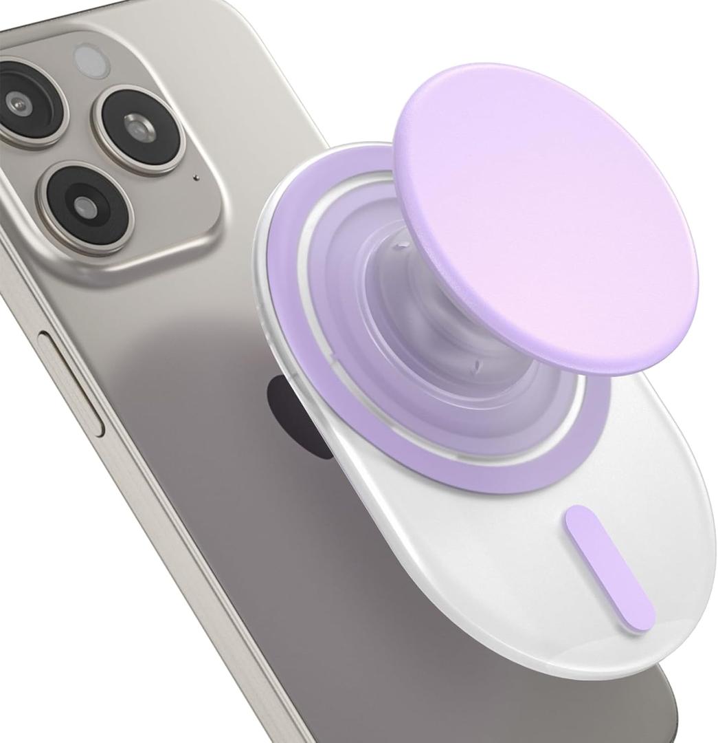 AUROX Magnetic Phone Grip Holder for Magsafe Phone Grips, Expandable Collapsible Phone Grip Stand Holder with Kickstand for Magsafe Stand Compatible for iPhone 16 15 14 13 12 Series,Transparent Purple