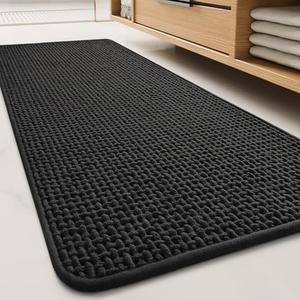 tchdio Soft Chenille Bath Mat Runner Long-Super Absorbent Bathroom Mat Quick Dry- Rubber Backed Bath Mats for Bathroom Floor Non Slip-Machine Washable Bathroom Rugs Front of Bathtub, Shower Room, Size: 1'5" x 4'11"
