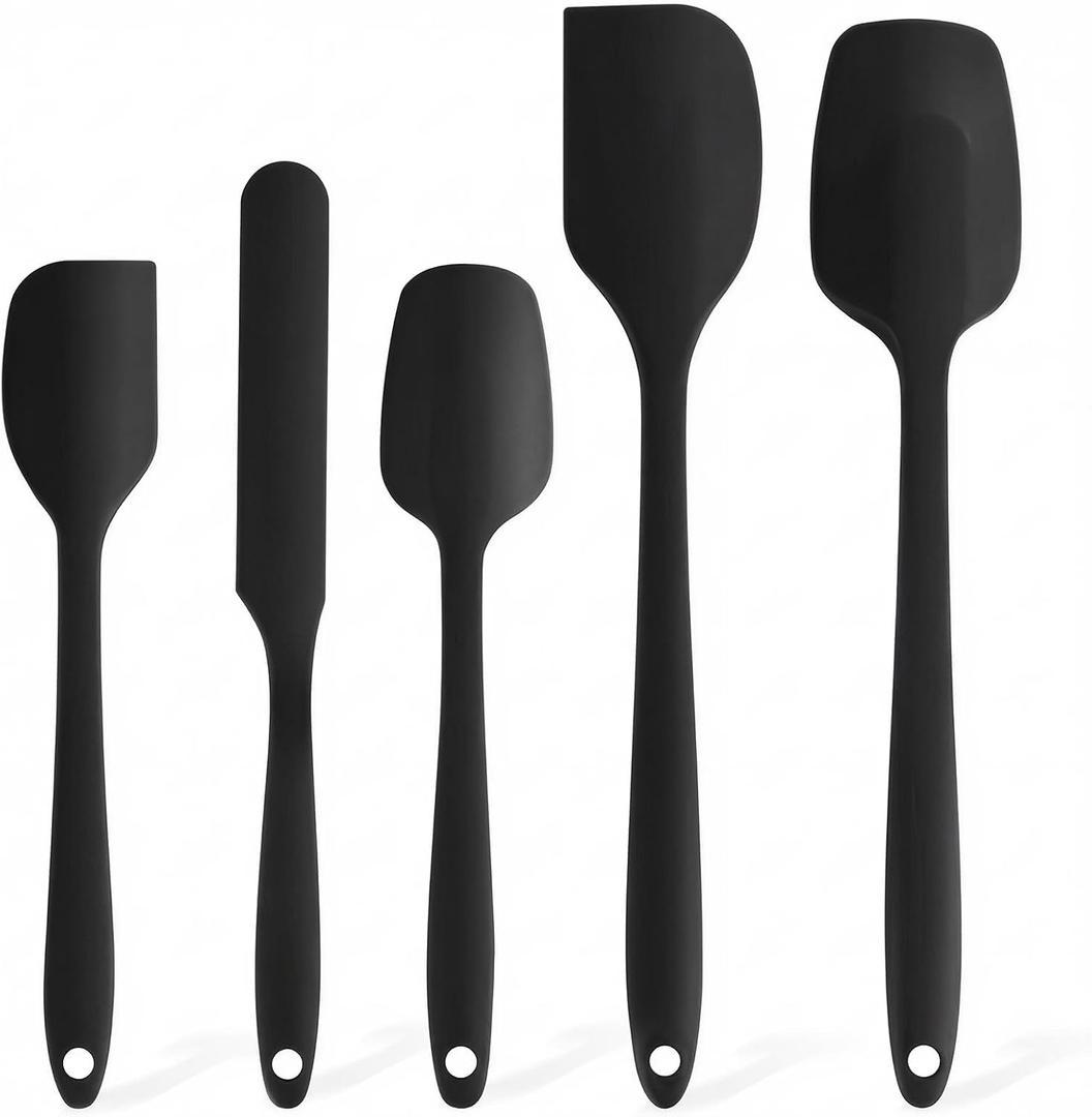 Premium 5-Piece Silicone Spatula Set, 446F Heat Resistant for Nonstick Cookware & Baking, Food Grade, Hand Wash RecommendedBlack)
