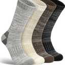 YSense Merino Wool Socks for Women Men 4 Pairs, Warm Winter Thick Cushion Hiking Boot Socks for Women Gifts (5-9, Skin Light Gray Dark Gray Coffee)