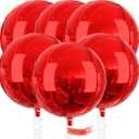 PartyWoo Red Foil Balloons 6pcs 32 Inch Large Round Foil Big Giant 4D Jumbo Inflatable Mirror Ball Mylar Balloons for Graduation Birthday Anniversary Casino Cherry Citizenship Party Decorations