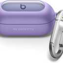 SURITCH Cases for Beats Solo Buds 2024 Case Cover, Magnetic Protective Covers for Beats Solo Buds Wireless Earbuds, Rugged Bumper Case with Magnetic Lok & Carabiner & Keyring & Cleaning Kit, Purple