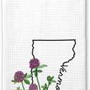 PainterDesign Vermont Kitchen Towel - Vermont Dish Towel - States Kitchen Towels - U.S. State Souvenir - Moving to Vermont Housewarming Gift - Vermont Flower Lover Gift - Vermont State Towel