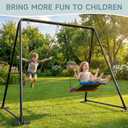 2-in-1 Swing Set for Backyard for Kids, with 1 Platform Swing, 1 Belt Swing, 440lbs Metal Swing Set for Toddler, Heavy-Duty Swing Stand w/8 Ground Stakes, Outdoor Swingset for Kids Adults (Black)