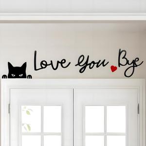 3 x Love You Bye Wood Signs Wall Decor 43",Home Decor with Cats Cute Signs,Modern Entryway Hallway Wall Boho Art Decorations Express Love and Warm Family Door Decor Sign