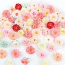 ATTGREAT Fake Flower Heads Mini Silk Flowrs Bulk Small Pink Flower 3D Loose Faux Daisy Rose Sunflowers Plum Blossoms Craft for Wedding Party Cake Baby Shower Home Decor, 110Pcs(Pink)