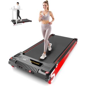 Walking Pad Treadmill, Anylife Incline Walking Pads Under Desk 330lb Capacity, 2.5HP Portable Treadmills for Home, Compact Treadmill Small Running Pad with LED Display, Remote Control (Black Red)