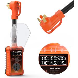 50 Amp RV Surge Protector 16,000J with Smart LED Display & Real-Time Voltage/Current/KWH Monitoring, Auto Shutoff/Reset, High/Low Voltage, Waterproof, Circuit Analyzer, Clear Error Codes for Campers