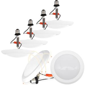 Jolux 7.5inch LED Disk Lights Surface Flush Mount Ceiling Disk Light, 4/5/6 inch Recessed Can Lights,15W=100W,5000K (Daylight), Dimmable,Easyinstall with Extension Spring Hook for Free-Length,6Pack