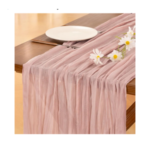 Socomi Pink Cheesecloth Table Runner Easter Spring Boho Rustic Gauze Dusty Pink Farmhouse 120 inch 10FT Cheese Cloth Runner for Wedding Party Baby Shower Birthday Home Decor Holiday Decorations
