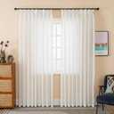 102 Inches Long Pinch Pleated Curtains White Semi Sheer Light Filtering Window Curtains for Living Room Bedroom 1 Panel Sliding Glass Door for Pinch Pleat Drapes, W52 x L102