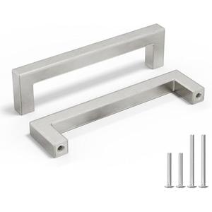 homdiy 5 Pack 4-1/2 Inch Brushed Nickel Cabinet Pulls Stainless Steel Kitchen Handles Modern Hardware for Dresser Drawer