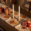Wooden Taper Candle Holders: Wood Candlestick Holders Rustic Farmhouse Fall Decor for Living Room Dinning Table Centerpiece Christmas Set of 2