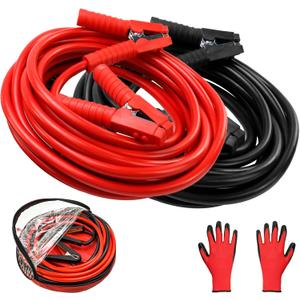 iMeshbean Heavy Duty Jumper Cable, 2/0 Gauge 20FT Automotive Booster Jumper Cables for 12V/24V Car, SUV &Truck Battery, with Strong Clamps & Thiekened Inner Core, Carry Bag and Gloves Included