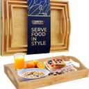 Comfify Bamboo Serving Trays  Set of 3 Ottoman Trays for Food, Entertaining, and Decor  Minimalist Design