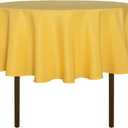 sancua Round Tablecloth - 48 Inch - Water Resistant Spill Proof Washable Polyester Table Cloth Decorative Fabric Table Cover for Dining Tables, Buffet Parties and Camping, Yellow