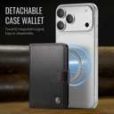 for Magsafe Wallet, Magnetic Phone Wallet with RFID Blocking 6-Card Holder for Men Women Minimalist Slim PU Leather Kickstand for iPhone 17 Air 16 15 14 13 12 Pro Max Plus, Elegant Black