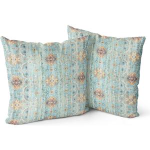 Snycler Boho Throw Pillow Covers Farmhouse Home Decor for Sofa Porch Patio Bed Room OutdoorSet of 2Bohemian Carpet Throw Pillows for Couch Decorative Pillow Cases18x18inch,Mint Green