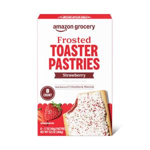 Amazon Grocery, Frosted Toaster Pastries, Strawberry, 13.5 Oz, 8 Ct (EXP 06/17/27)