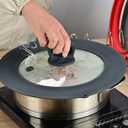 2 x Vented Tempered Glass Universal Lid for Pot Pan Skillet with Heat Resistant Silicone Rim Microwave Splatter Lid Cover Microwave Safe Fit 9.5 10 10.5 11 Cookware, Dishwasher Safe Grey