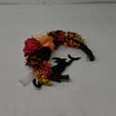 FSSODWT Halloween Wreath, Flower Moon Cat, Yellow 2, 8.25 Inches, Dried Flowers & Plants, Door & Wall Mount