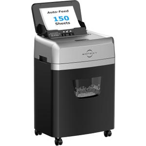 BONSEN 150-Sheet Autofeed Paper Shredder Heavy Duty, 60 Mins Micro-Cut Shredder for Office, 6 Gal Large Capacity Bin P-4 High Security Commercial Document Shredders for Home Office S3114