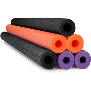 Hanaive 6 Pack Pool Noodles Swimming Floating Foam Tube 52 Inch Hollow Swim Noodles Bulk Floats Heavy Duty for Swimming Decoration Craft Projects Multi-Purpose (Black, Orange, Purple)