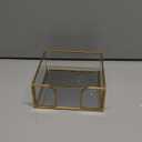 Sumnacon Cocktail-Sized Napkin Holder Square Glass Napkin Holder Table Gold Stylish Cocktail Napkin Holders for Kitchen Dining Table Counter, Decorative Napkin Basket for Picnic Wedding Party