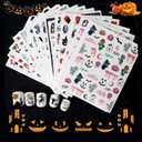 7 x SIUSIO 15 Sheets Halloween Nail Art Stickers Cute Pumpkin Skull Ghost Party Theme 3D Self-Adhesive Horror Witchy Bat Poker Nail Decals Nail Supplies DIY Nail Stickers for Women Girls Kids Decor