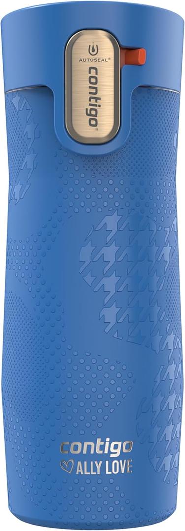 Contigo x Ally Love Stainless Steel Vacuum-Insulated Travel Mug with Autoseal and Easy Clean Lid, Spill-proof, Keeps Drinks cold 24 hrs & hot for 11 hrs, BPA Free, 16oz. West Loop 3.0, Stellar Jay (16oz (Single Pack))