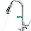 Chrome Kitchen Sink Faucet, Kitchen Faucet with Pull Down Sprayer VFAUOSIT Commercial Stainless Steel Laundry Single Handle Faucet for Kitchen Sink Chrome