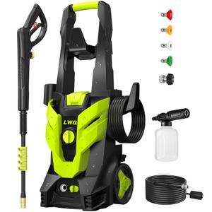 LWQ Electric Pressure WASHER, 2.5 GPM Power Washer with 4 Quick Connect Nozzles, High Pressure Cleaning Machine with Foam Cannon for Cars/Fences/Drive
