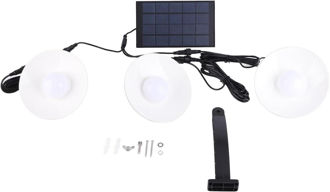 LED Solar Pendant Light with 3 Heads Induction Warm White Adjustable IP65 Solar Outdoor Lights Patio Barn Path Porch (3 Head)