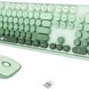 FOPETT Wireless Keyboard and Mouse Combo, 104 Keys Full-Sized 2.4 GHz Round Keycap Colorful Keyboards, USB Receiver Plug and Play, for Windows, Mac, PC, Laptop, Desktop (Gradient Green)