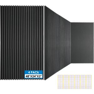 4 PCS Acoustic Panels,48''X24''X2'' Soundproof Foam Wall Panels,High Density Fireproof Noise Cancelling Foam Studio Foam Panel,Noise (Black-4 Pack)
