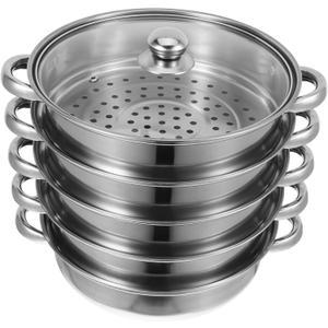 Stainless Steel Steamer Multilayer Steamer Pot Silver Soup Pot for Cooking