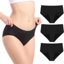 Carer 3 Pack Washable Absorbency Incontinence Regular Underwear for Women, Reusable Leak Proof Protection Panties for Bladder Leakage Black Medium