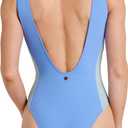 Quiksilver Women's Stoked Logo Color Block One Piece Swimsuit (Blue, S)