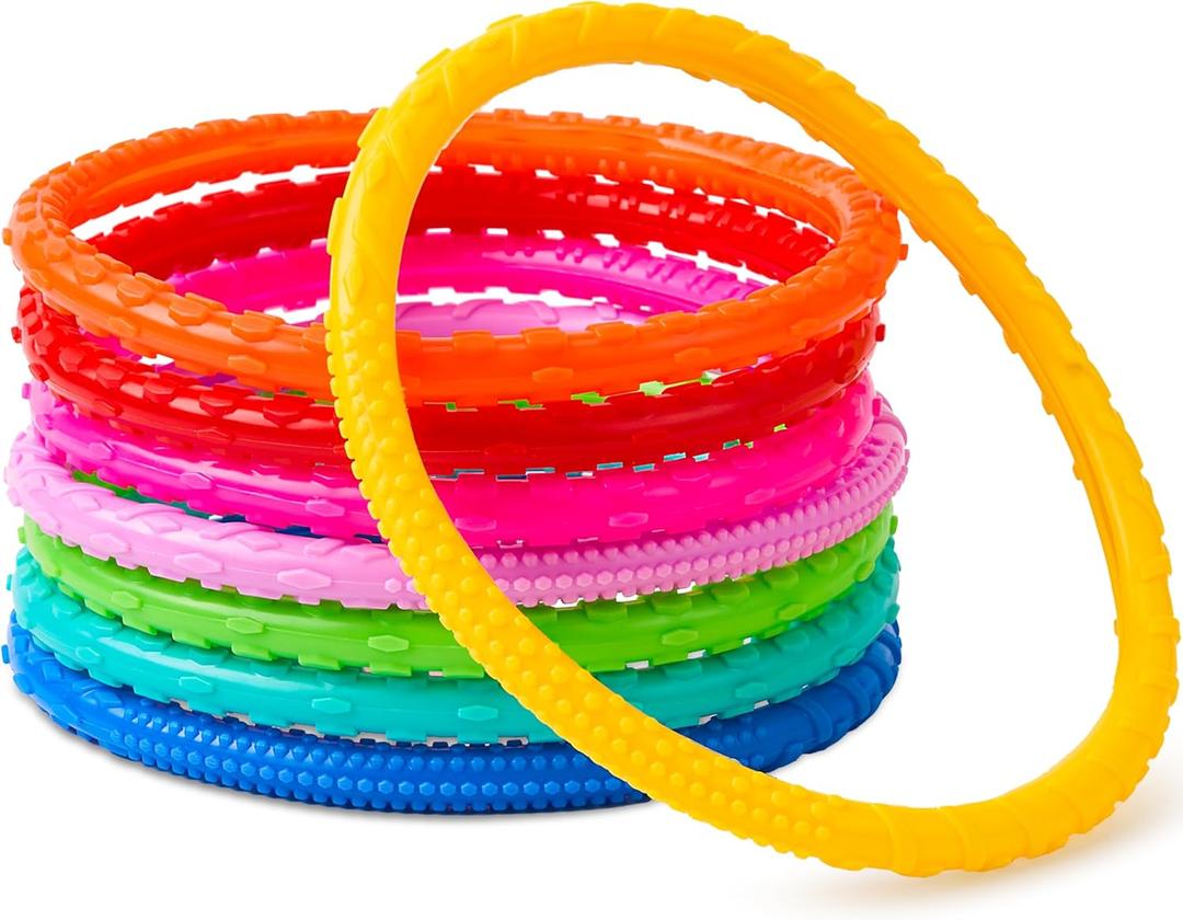 JOYIN Dive Circles Pool Toys, 8 Pcs Colorful Pool Rings for Kids, Underwater Training Swimming Diving Toy for Kids Gifts Summer Swim Water Fun Games