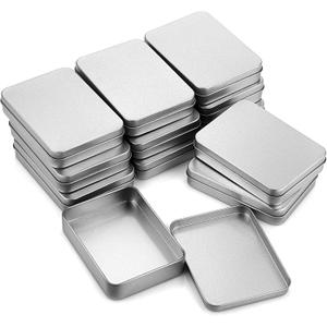 JUXYES Pack of 12 Rectangular Storage Tins Box With Lid, Metal Silver Empty Tins Box Containers Mini Storage Box Organizer For Candles Candies Gifts Balms, 4.5 x 3.14 x 1 Inch