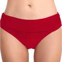 Women's Bathing Suit Bottoms Full Coverage Ruched Bikini Tankini Bottom Swimsuit Brief (Red, XL)