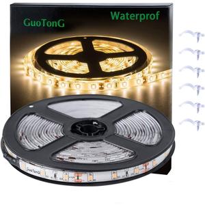 Warm White LED Strip Lights, Waterproof cuttable 300 SMD 2835 LED Tape, 6000K 16.4ft/5m 12V Flexible Ribbon, Kitchen Cabinet Lighting, Hotel, Club, BarNo Power Supply (Yellow)