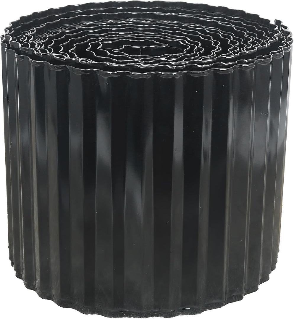 Quibbay Corrugated Metal Garden Edging, 8"50Ft Landscape Edging Border for DIY Lawn, Flower Bed and Garden Fence, Metal Garden Edging for Landscaping, Yard and Tree Surrounds Borders, Black