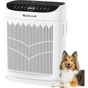 Air Purifiers for Home Large Room up to 3000 Ft, ZXBEER HEPA Double-Sided Air Purifier with Washable Filter, PM2.5 Air Quality Sensor, Aroma, 20dB Sleep Mode, Air Cleaner for Pets Bedroom (White)