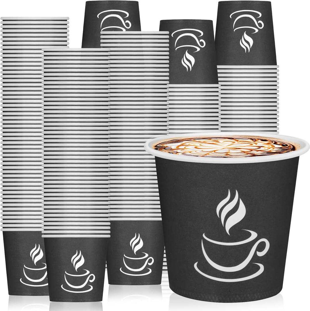 GGOLDMER 4 oz Paper Coffee Cups - 500 Pack Paper Espresso Cups, Disposable Coffee Cup, Small Paper Cup for Hot or Cold Beverage, Espresso, Cappuccino for Party, Picnic, Home, Office and Business (Black)