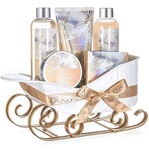 Gift Baskets for Women, Body & Earth Gift Set with Jasmine & Honey Scent Includes Bubble Bath, Hand Cream, Holiday Gift Baskets, Bath and Body Gift Sets for Women, Happy New Year Gifts