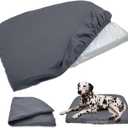 Dog Bed Cover Waterproof Replacement Machine Washable Covers for 44x32 Inch Dog Bed Heavy Duty Scratch Resistant Mattress Protector Pet Bed Cover Only Grey
