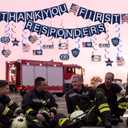 35 Pcs National First Responders Day Banner Thank You Week Decorations Red and Bule Hanging Swirls Wall Decor Holiday Celebrating Events for Festival Party Supplies